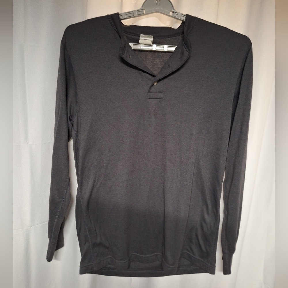 Men's Black Long Sleeve Henley Shirt